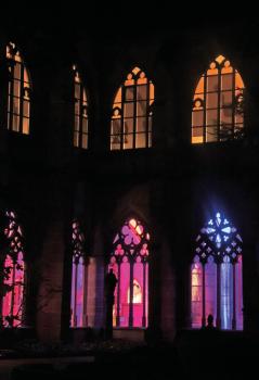 Nächtlicher Besuch im illuminierten Kreuzgang des Mainzer Doms