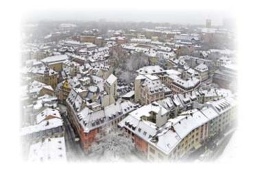 Die Mainzer Altstadt an einem Wintermorgen vom Dom aus gesehen