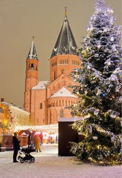 Weihnachtsmarkt auf dem Liebfrauenplatz vor dem Mainzer Dom