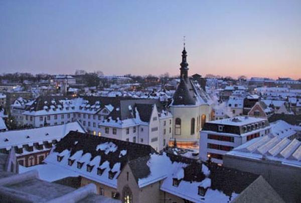 Abendlicher Blick über die Altstadt von Mainz
